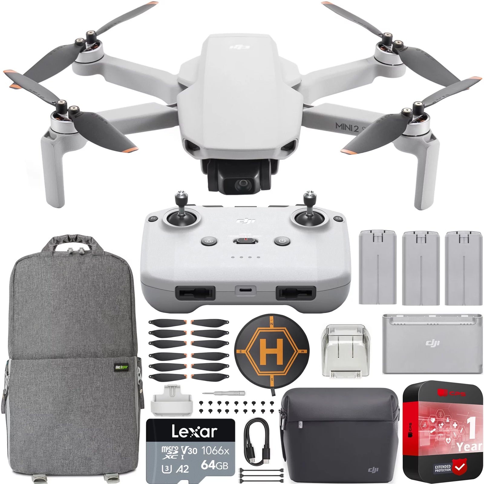 Mini 2 SE Camera Drone Quadcopter Fly More Combo with RC-N1 Remote Controller CP.MA.00000306.01 with 2.7K Video Extended Protection Bundle with Deco Gear Backpack + Landing Pad & Accessories Kit