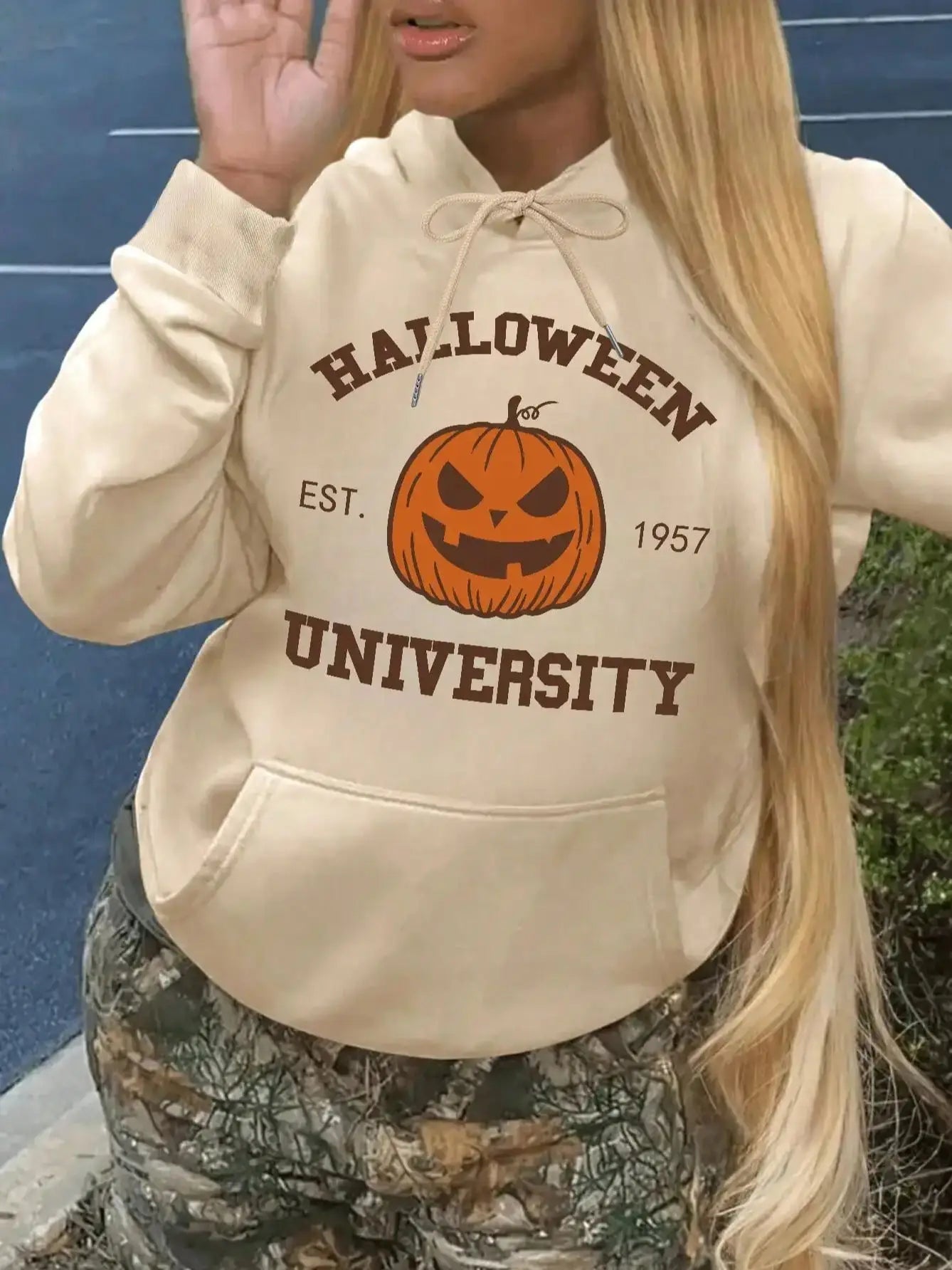 Vintage Halloween Hoodie Halloween Est 1957 Pullover Funny Halloween Town Fall Women Hoodies Pumpkin Halloween Winter Clothes