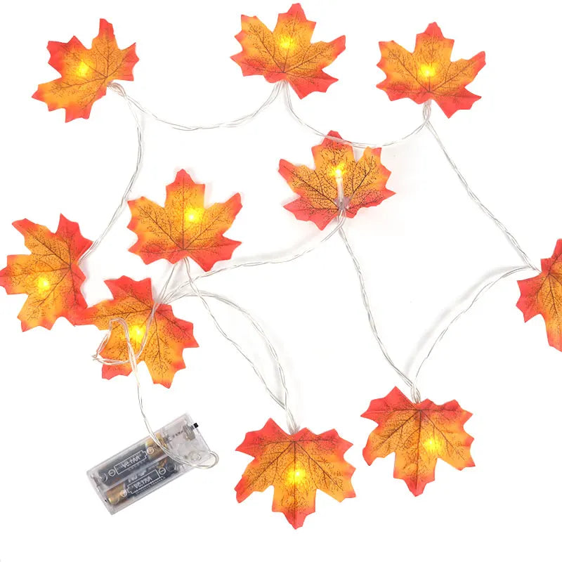 Thanksgiving Lights Fall Maple Leaves String Lights Thanksgiving Decorations Autumn Garland Home Indoor Decor Halloween Lights