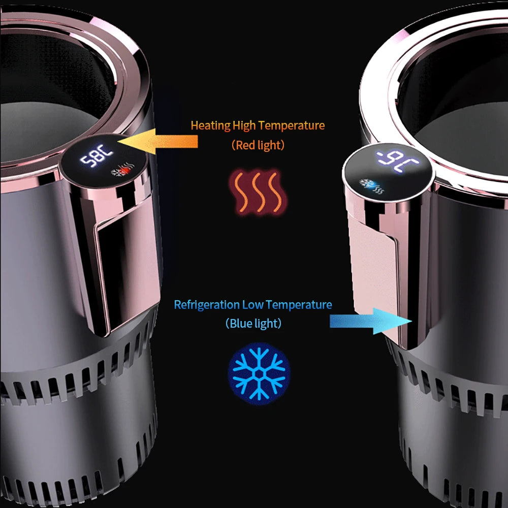 Smart Car 2-In-1 Hot and Cold Cup Drinks Holder Home Fast Refrigeration Cooling/Heating Mini Touch Screen Beverage Mug