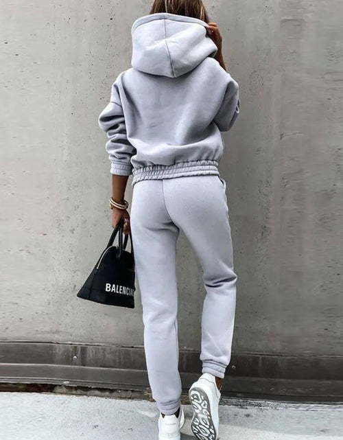 Load image into Gallery viewer, Women‘S Hooded Sweatshirt Soild Casual Sport Trouser Suit 2021 Autumn Winter New Fashion Long Sleeved Sports Suit Ladies Clothes
