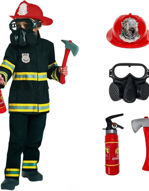 Load image into Gallery viewer, Costumes Firefighter Costume for Kids Black Fireman Halloween Costumes for Kids
