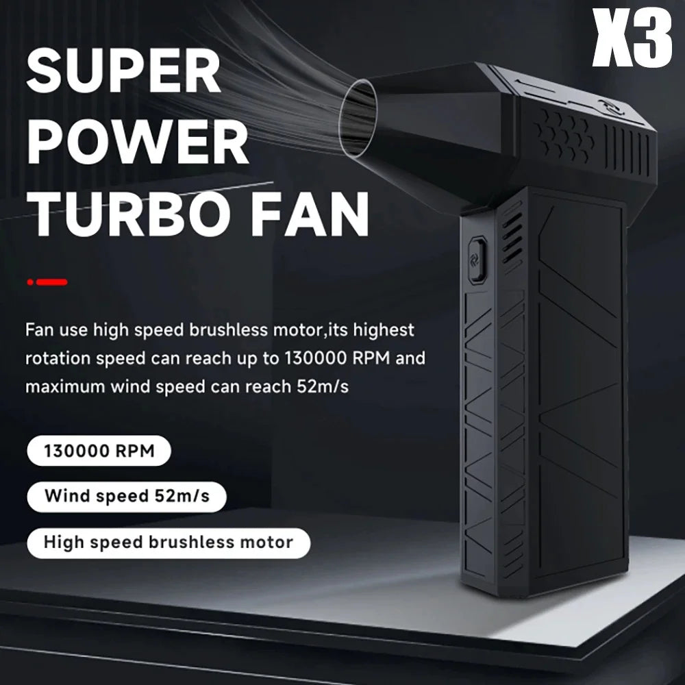 X3 130000RPM Turbofan High Power Jet Fan Air Duster Motor Variable Speed Dust Blower Brushless Cleaning Tool Handheld Air Blower