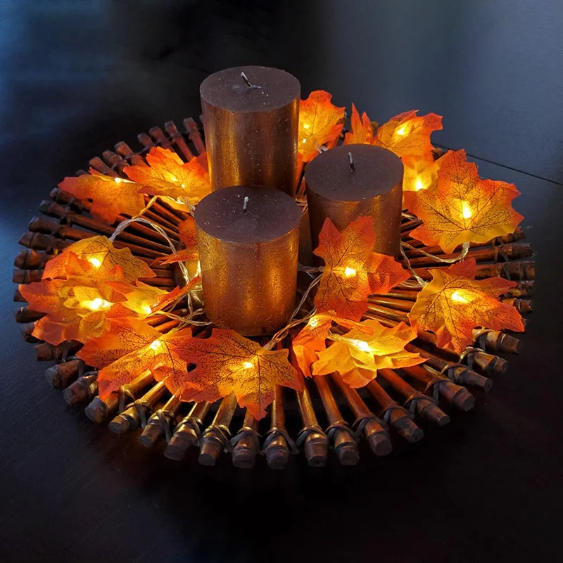 Thanksgiving Lights Fall Maple Leaves String Lights Thanksgiving Decorations Autumn Garland Home Indoor Decor Halloween Lights