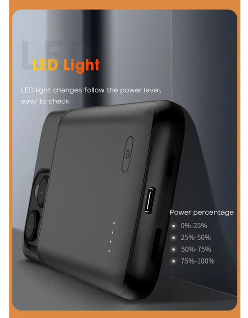 Load image into Gallery viewer, Iphone 15/15 Pro Battery Case 6.1 Inch, 5000Mah Ultra Thin Portable Power Charging Case Extended Battery Pack Power Bank Black
