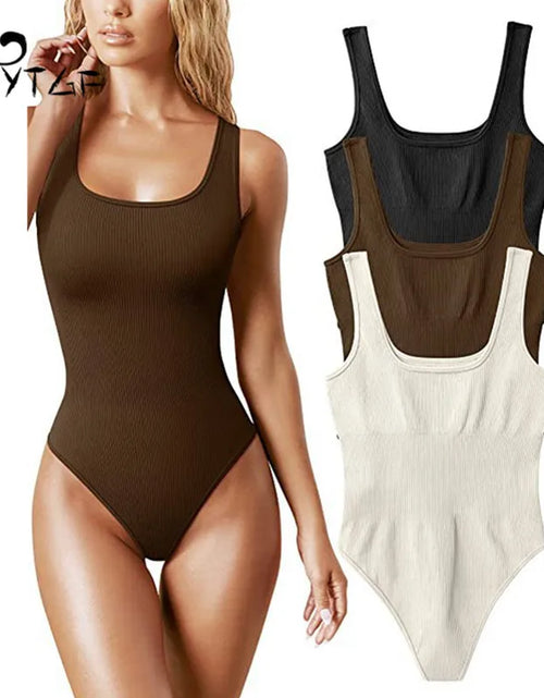 Load image into Gallery viewer, White Strappy Bodysuit Sexy Backless Ribbed Bodysuit Romper String Femmesexy Sleeveless Tank Top Gloved Bodysuit Body Female2956
