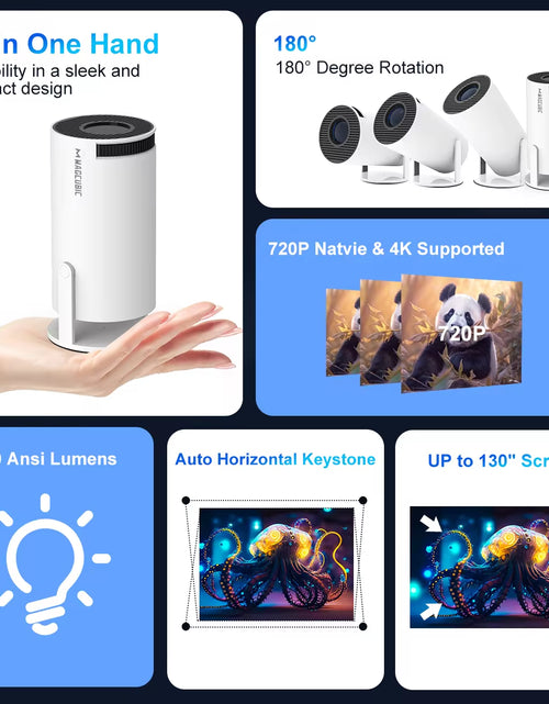 Load image into Gallery viewer, Projector 4K Android 11 HY300 Pro Dual Wifi6 260ANSI Allwinner H713 BT5.0 1280*720P Cinema Outdoor Portable Projetor
